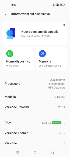 Seleziona ColorOS