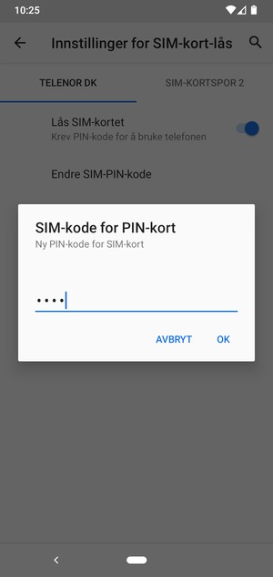 Skriv inn Ny PIN-kode for SIM-kort og velg OK