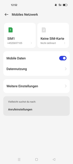 Wählen Sie SIM1 oder SIM2