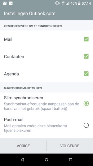 Selecteer VOLGENDE