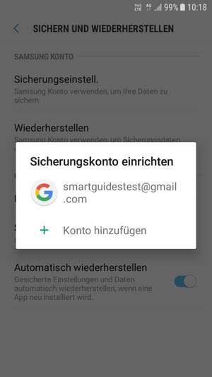 Wählen Sie Ihr Konto für Backup