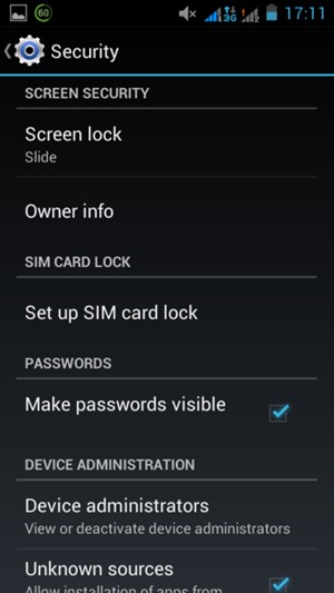 Select Screen lock