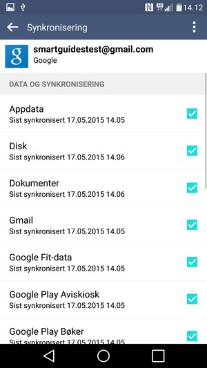 Kryss av i alle avkrysningsboksene og velg menyknappen