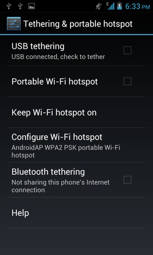 Select Configure Wi-Fi hotspot