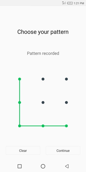 Draw an unlock pattern and select Continue