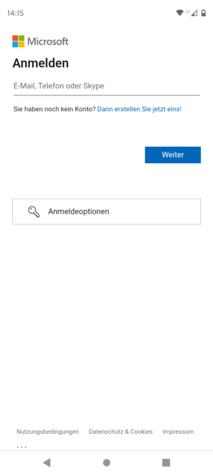Geben Sie Ihre E-Mail-Adresse ein und wählen Sie Weiter