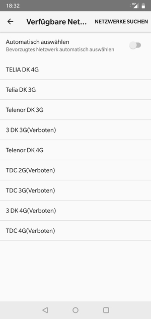 Wählen Sie einen Netzbetreiber von der Liste