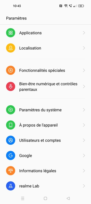 Faites défiler et sélectionnez À propos de l'appareil