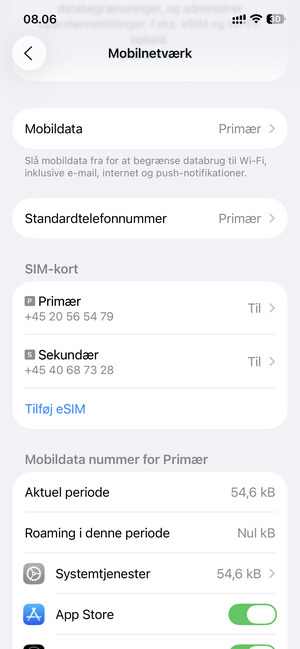 Dit eSIM er nu aktiveret