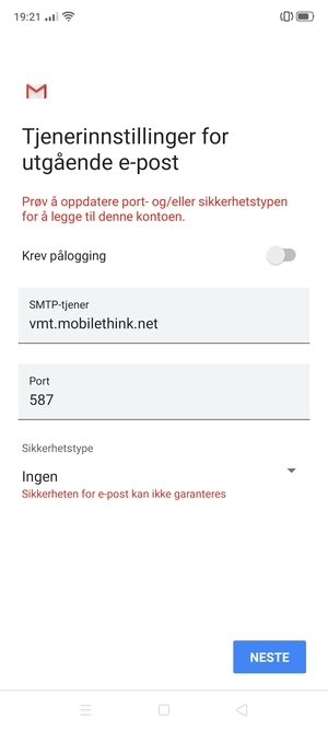 Velg NESTE