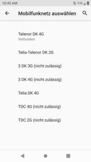 Wählen Sie einen Netzbetreiber von der Liste