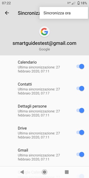 Seleziona Sincronizza ora