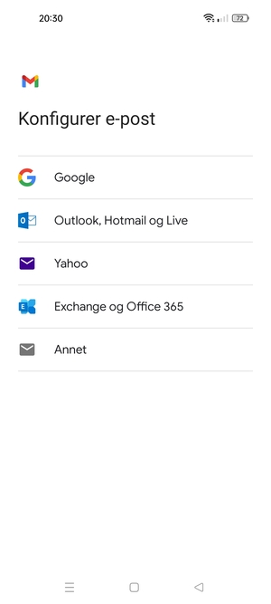 Velg Outlook, Hotmail og Live