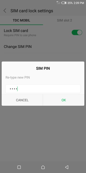 Confirm your new SIM PIN and select OK