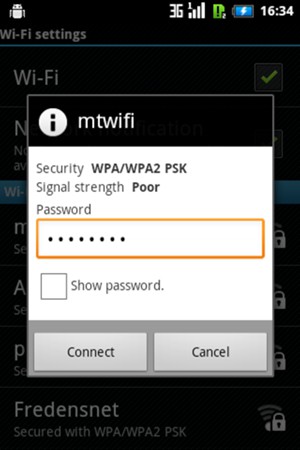 Enter the Wi-Fi password and select Connect