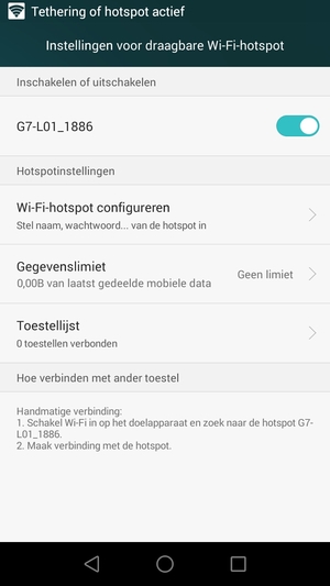 Uw telefoon is nu geïnstalleerd voor gebruik als modem