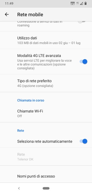Seleziona Nomi punti di accesso