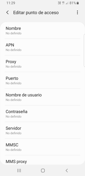 Introduzca la información de Internet