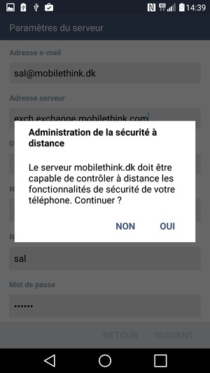 Sélectionnez OUI