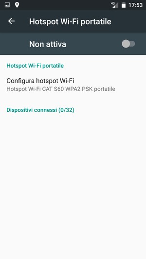 Seleziona Configura hotspot Wi-Fi