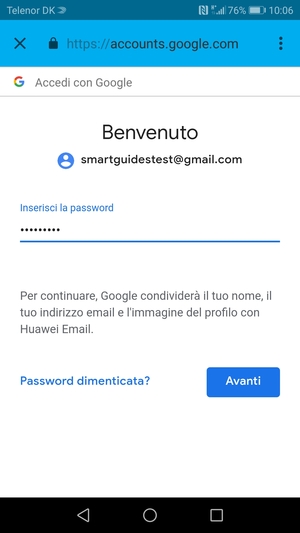 Inserisci la tua password di Gmail e seleziona Avanti