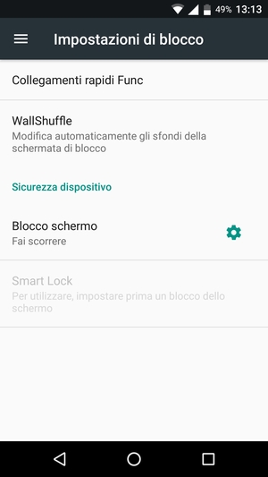 Seleziona Blocco schermo
