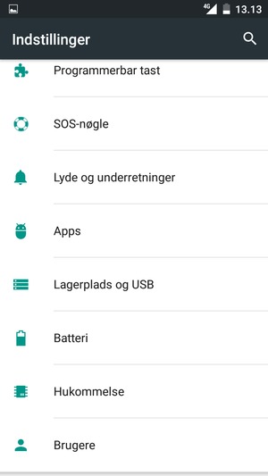 Scroll til og vælg Batteri