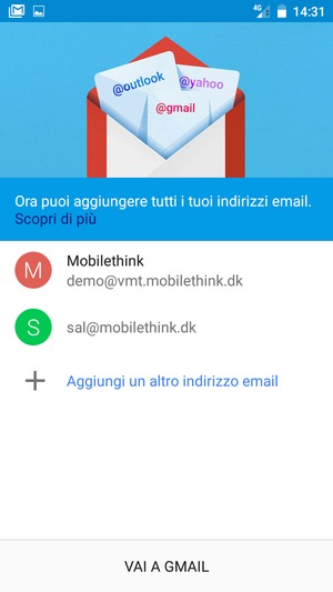 Seleziona VAI A GMAIL