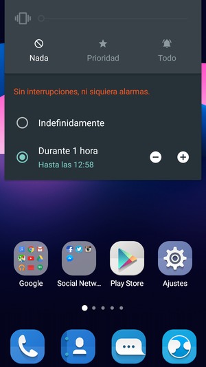 Seleccione Nada para cambiar al modo silencio