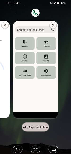 Wählen Sie Alle Apps schließen, um alle laufende Apps zu schließen