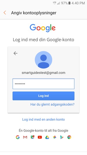 Indtast din Gmail adgangskode og vælg Log ind