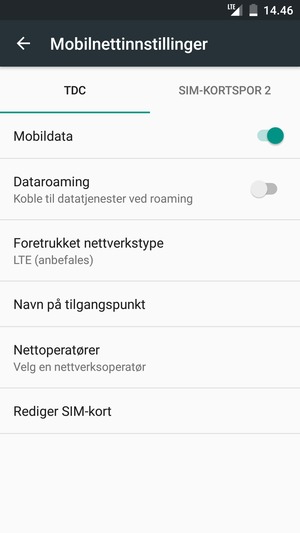 For å bytte nettverk hvis det oppstår nettverksproblemer, velg Nettoperatører