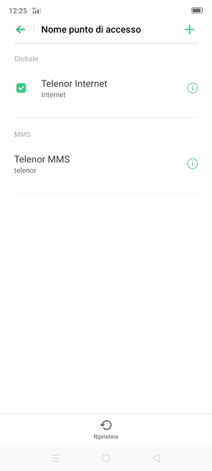 Seleziona il punto di accesso Internet