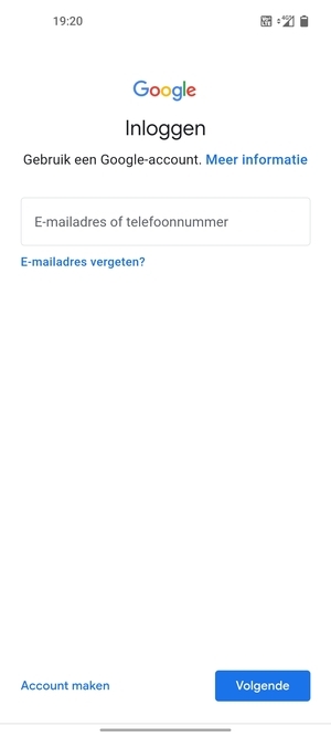 Voer uw Gmail adres in en selecteer Volgende