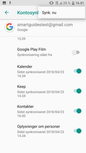 Vælg Synk. nu