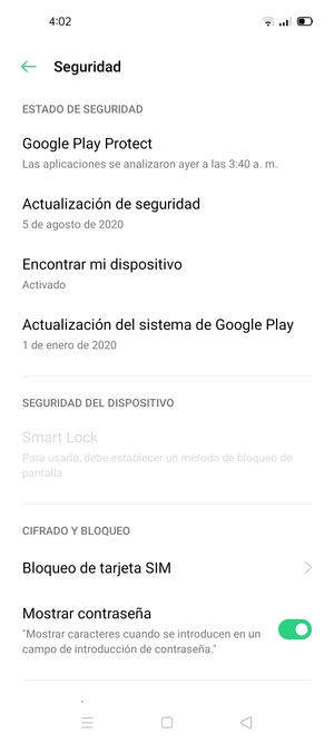 Desplácese y seleccione Bloqueo de tarjeta SIM