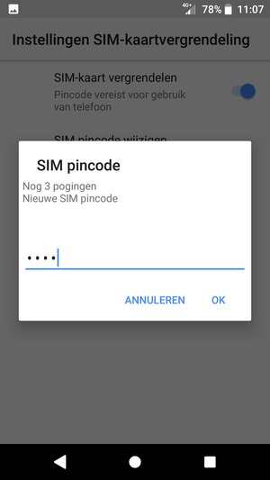 Voer uw Nieuwe SIM pincode in en selecteer OK