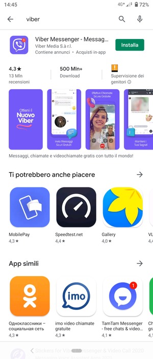 Seleziona l'applicazione