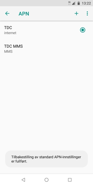 Telefonen din vil tilbakestilles til standard internett-og MMS-innstillinger