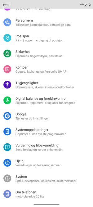 Bla til og velg System