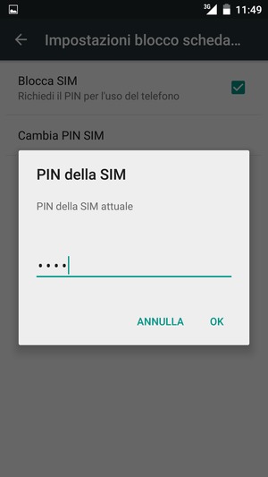 Inserisci PIN della SIM attuale e seleziona OK