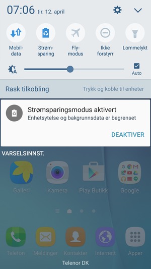 Slå på Strømsparing