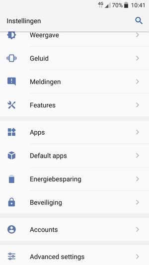 Scroll naar en selecteer Energiebesparing
