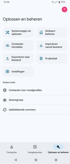 Selecteer Simkaart beheren