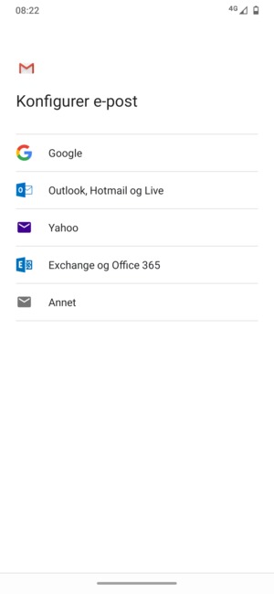Velg Exchange og Office 365