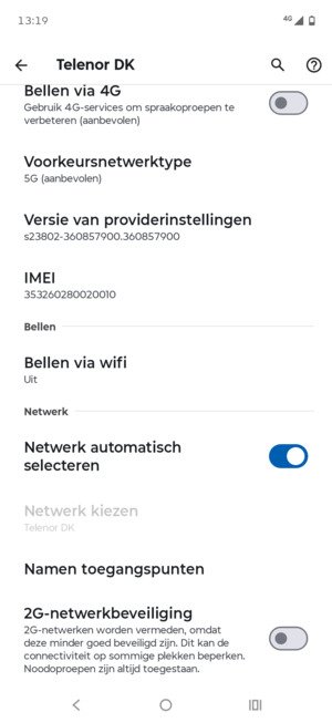 Om van netwerk te wisselen in geval van netwerk problemen, schakel Netwerk automatisch selecteren uit