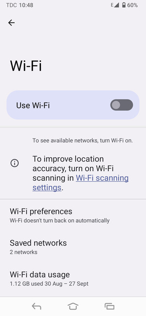 Turn on Use Wi-Fi