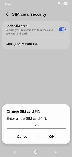 Enter your New SIM card PIN and select OK