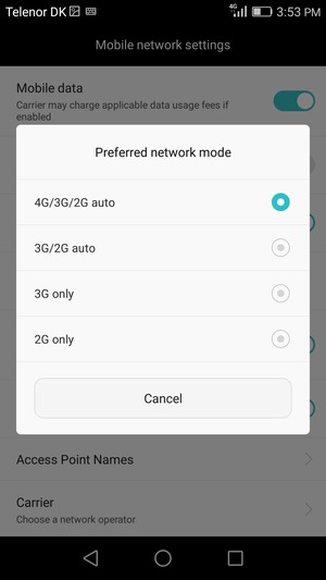 Select 2G only / GSM only to enable 2G