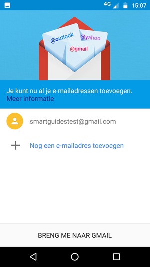 Selecteer BRENG ME NAAR GMAIL